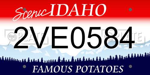 2VE0584 Idaho License Plate