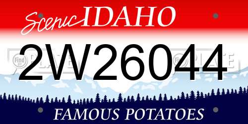 2W26044 Idaho License Plate