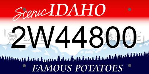 2W44800 Idaho License Plate