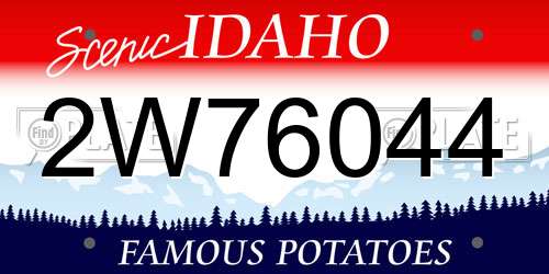 2W76044 Idaho License Plate