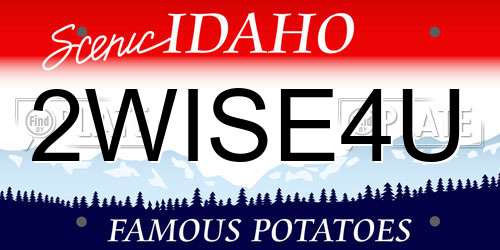2WISE4U Idaho License Plate