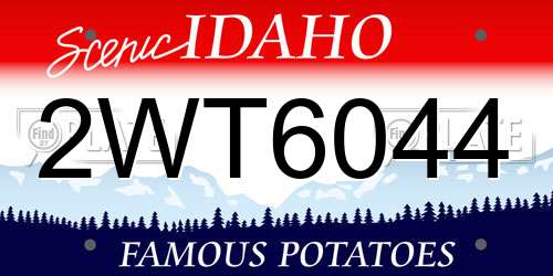 2WT6044 Idaho License Plate