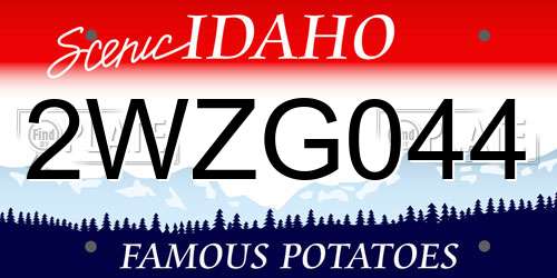 2WZG044 Idaho License Plate