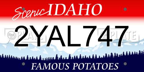 2YAL747 Idaho License Plate
