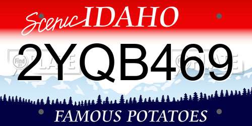 2YQB469 Idaho License Plate