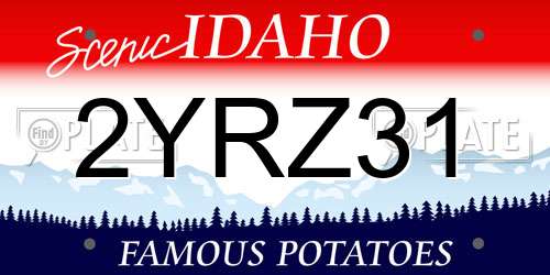 2YRZ31 Idaho License Plate