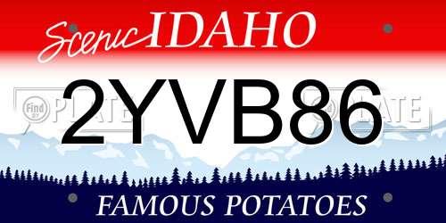 2YVB86 Idaho License Plate