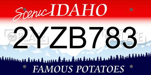 2YZB783 Idaho License Plate