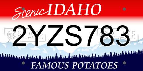 2YZS783 Idaho License Plate
