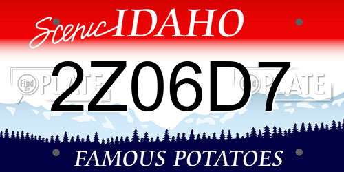 2Z06D7 Idaho License Plate