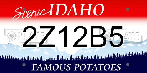 2Z12B5 Idaho License Plate