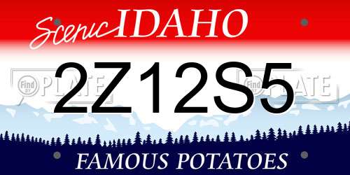 2Z12S5 Idaho License Plate