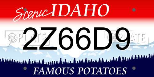 2Z66D9 Idaho License Plate