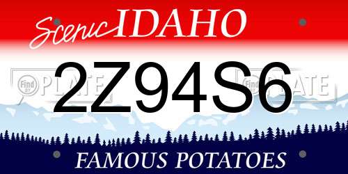 2Z94S6 Idaho License Plate