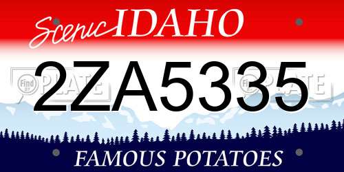 2ZA5335 Idaho License Plate
