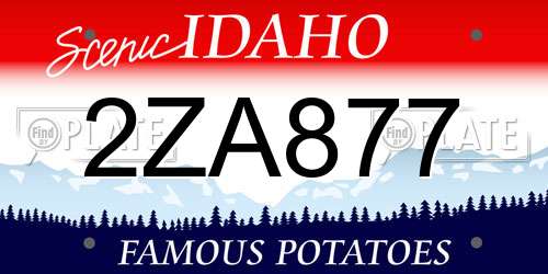 2ZA877 Idaho License Plate