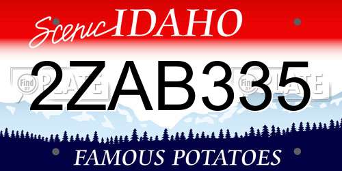 2ZAB335 Idaho License Plate
