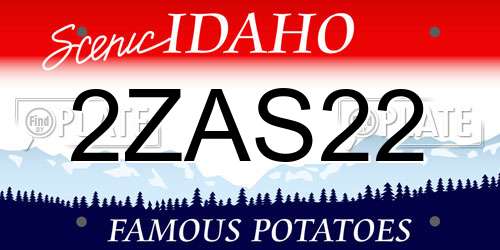 2ZAS22 Idaho License Plate