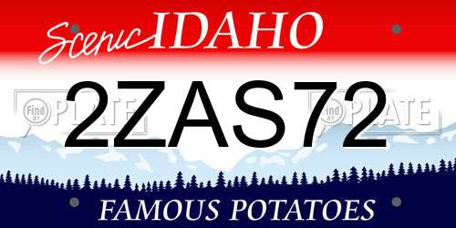 2ZAS72 Idaho License Plate
