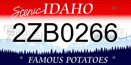 2ZB0266 Idaho License Plate