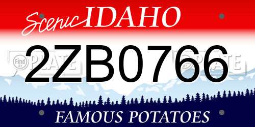 2ZB0766 Idaho License Plate