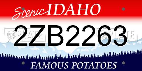 2ZB2263 Idaho License Plate