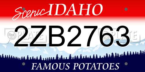 2ZB2763 Idaho License Plate