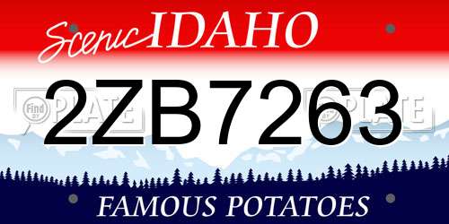 2ZB7263 Idaho License Plate