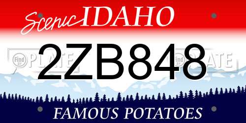2ZB848 Idaho License Plate
