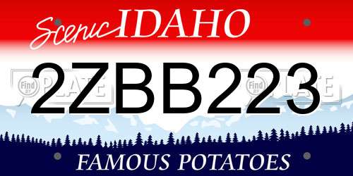 2ZBB223 Idaho License Plate