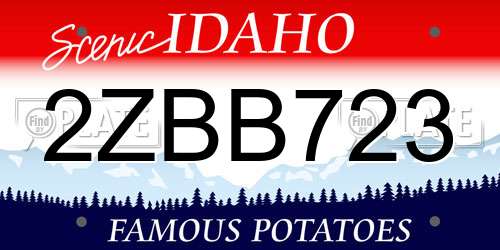 2ZBB723 Idaho License Plate