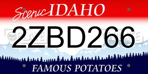 2ZBD266 Idaho License Plate