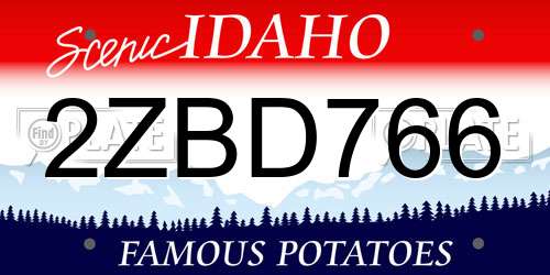 2ZBD766 Idaho License Plate