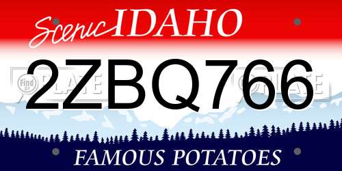 2ZBQ766 Idaho License Plate