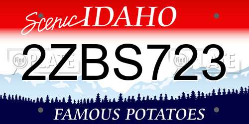 2ZBS723 Idaho License Plate