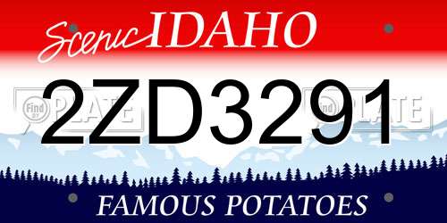 2ZD3291 Idaho License Plate