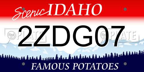 2ZDG07 Idaho License Plate
