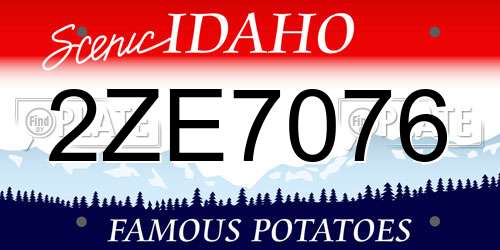 2ZE7076 Idaho License Plate