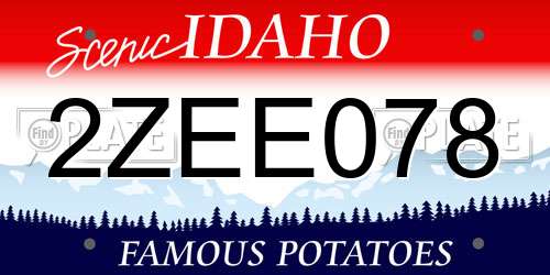 2ZEE078 Idaho License Plate