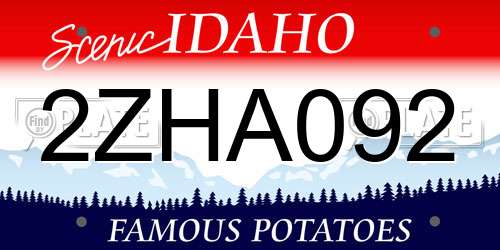 2ZHA092 Idaho License Plate