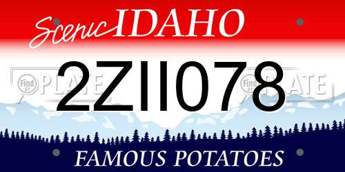 2ZII078 Idaho License Plate