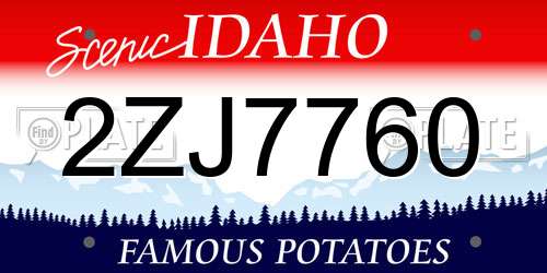 2ZJ7760 Idaho License Plate