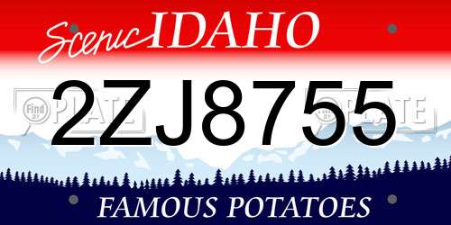 2ZJ8755 Idaho License Plate