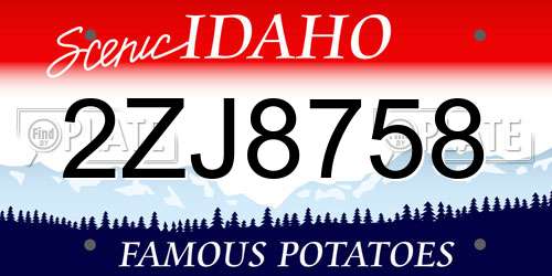 2ZJ8758 Idaho License Plate