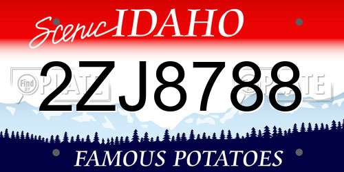 2ZJ8788 Idaho License Plate