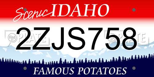 2ZJS758 Idaho License Plate