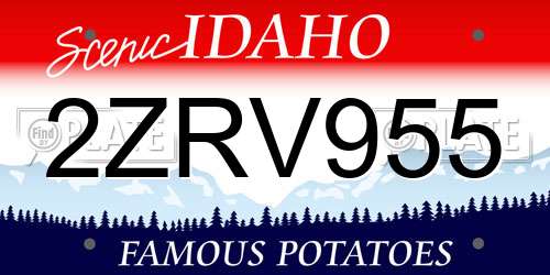 2ZRV955 Idaho License Plate