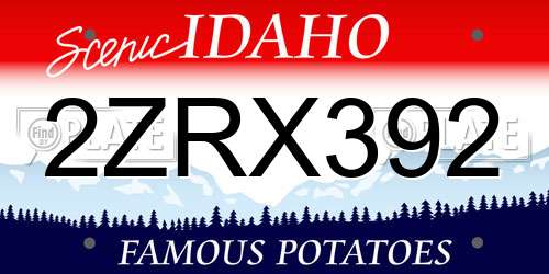 2ZRX392 Idaho License Plate