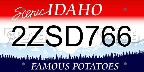 2ZSD766 Idaho License Plate