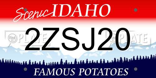 2ZSJ20 Idaho License Plate